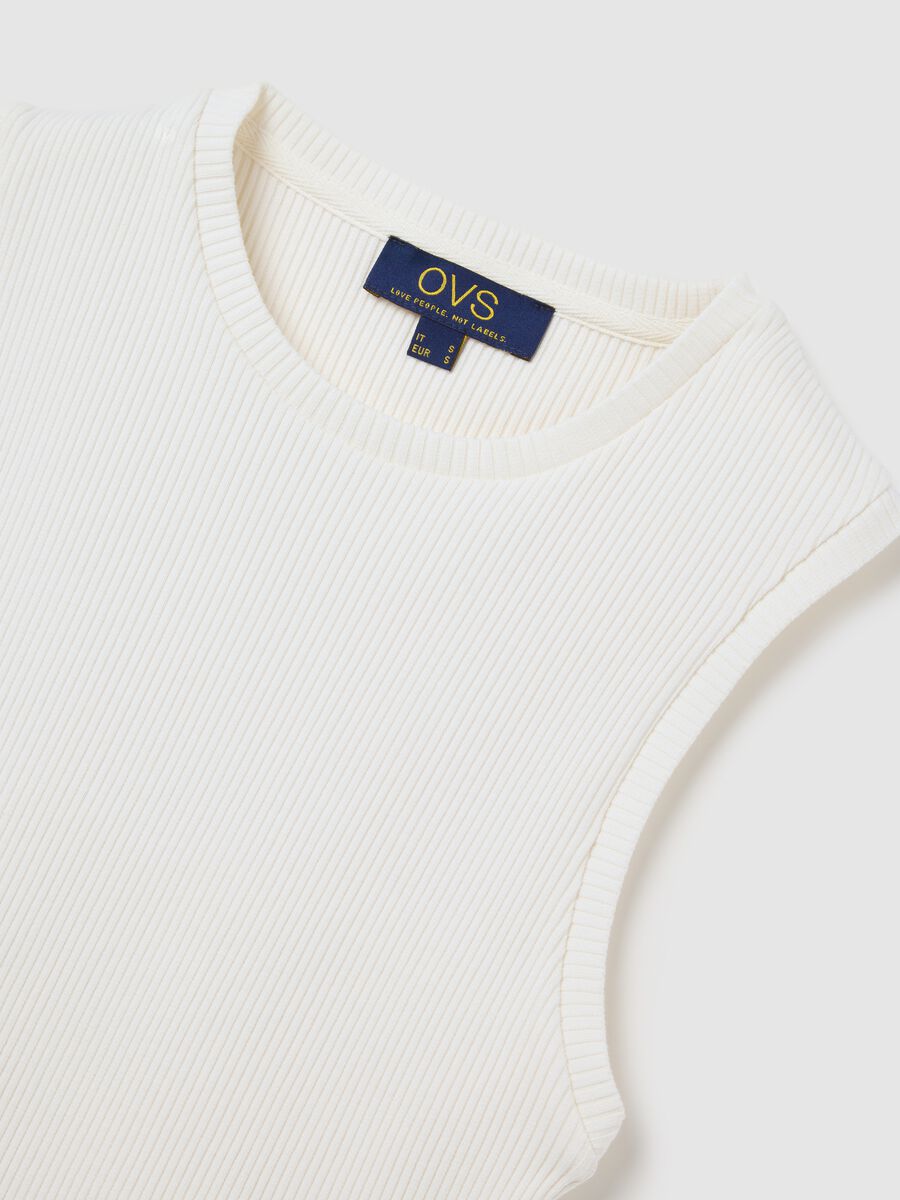 White Ribbed Cotton Vest Top by Ovs_5