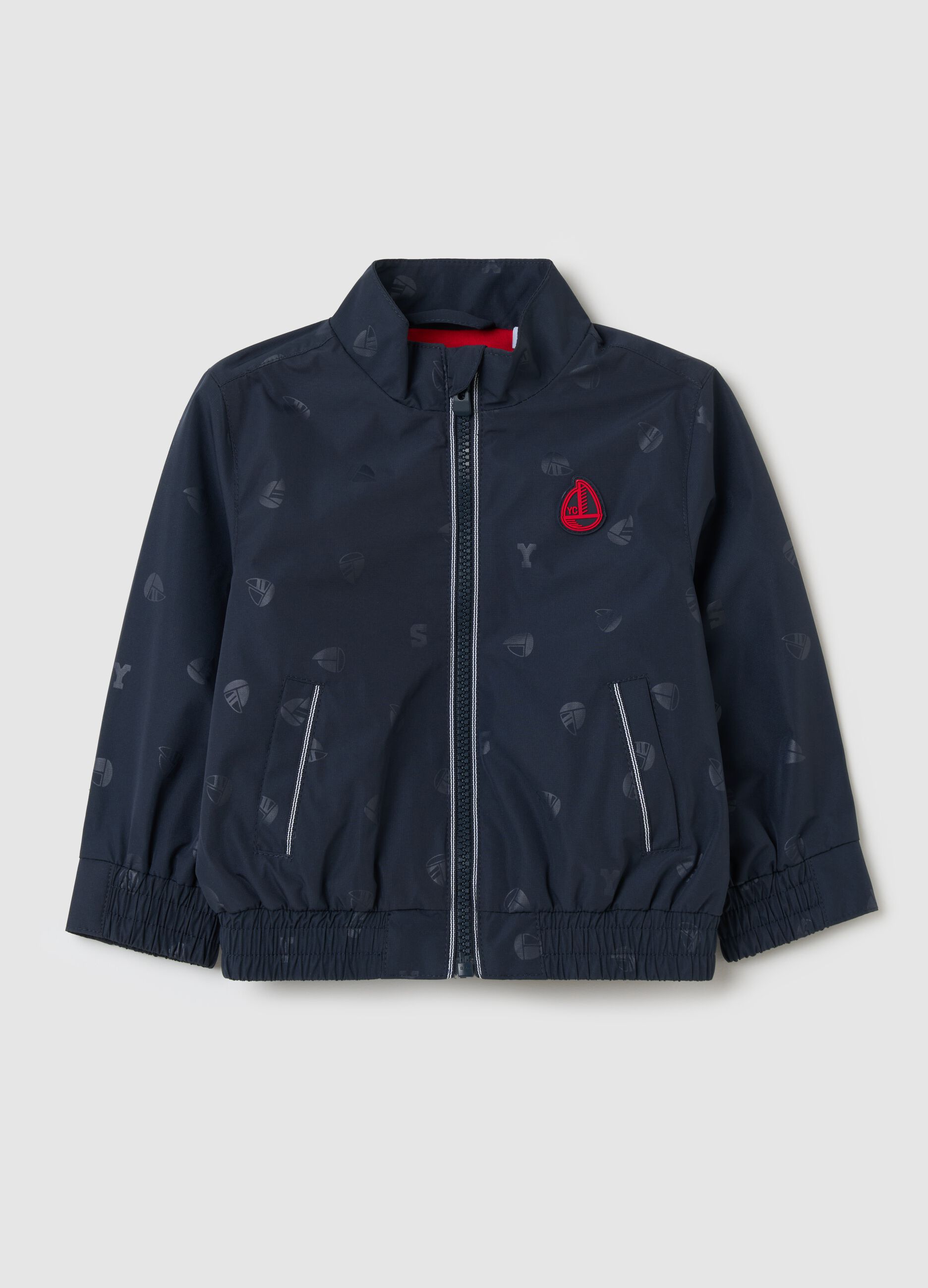 Full-zip jacket with nautical print