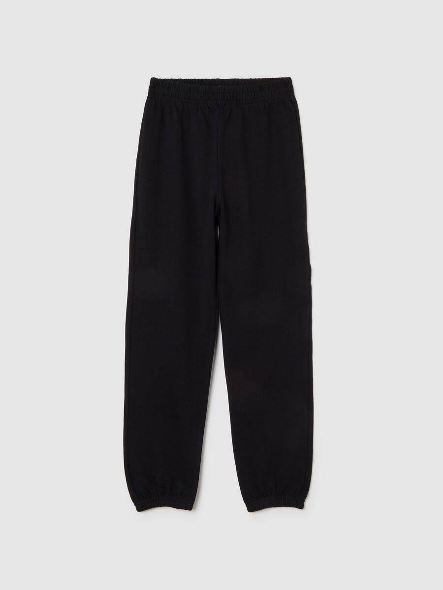 Black Cotton Jogger Trousers_0