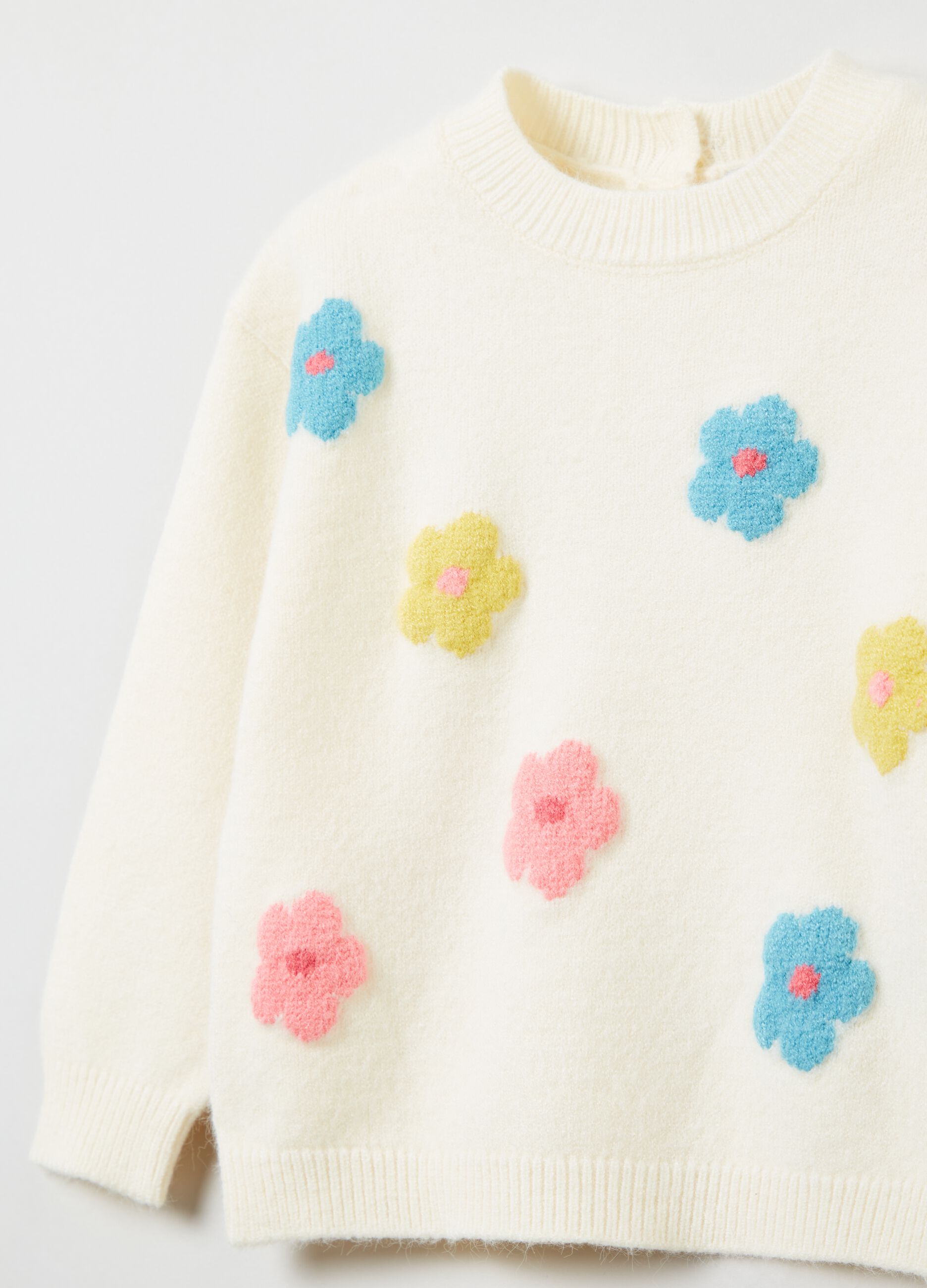 Pullover in maglia con ricamo floreale_2