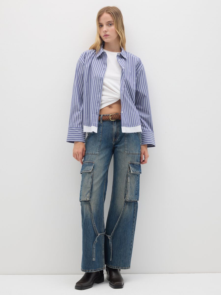 Blue and white striped shirt in pure cotton_2