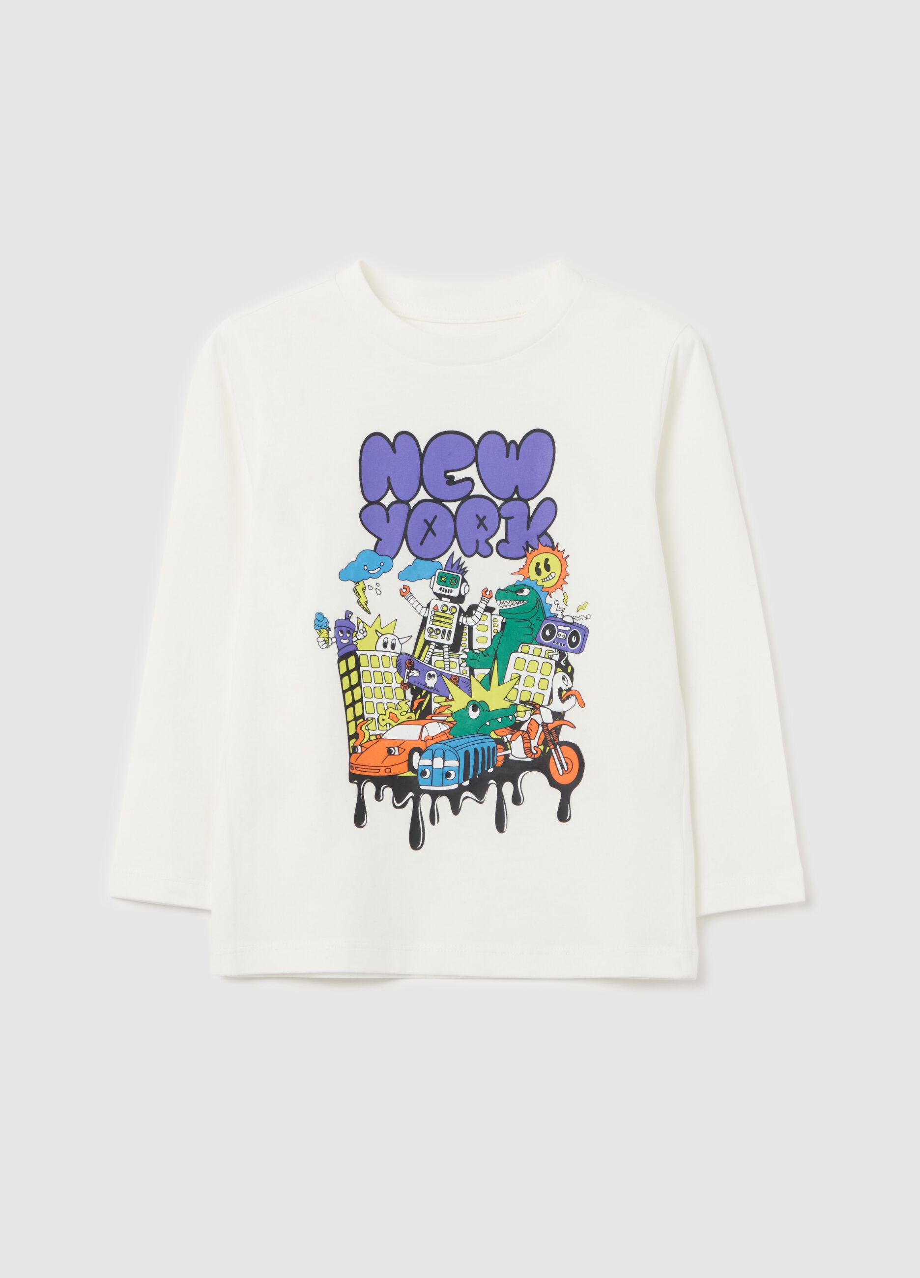 Long-sleeved T-shirt in cotton with print