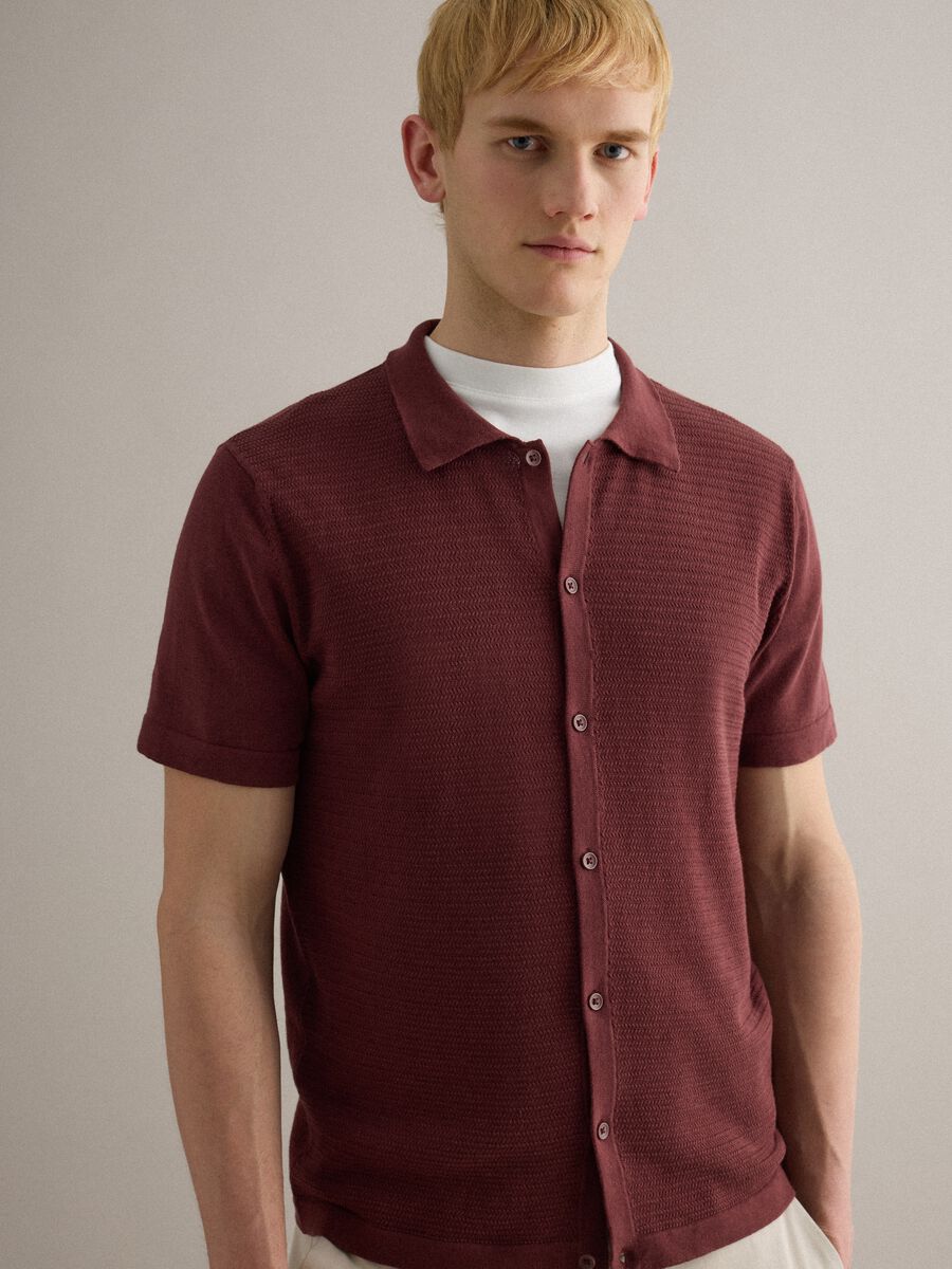 Regular fit red pure cotton polo with buttons_1