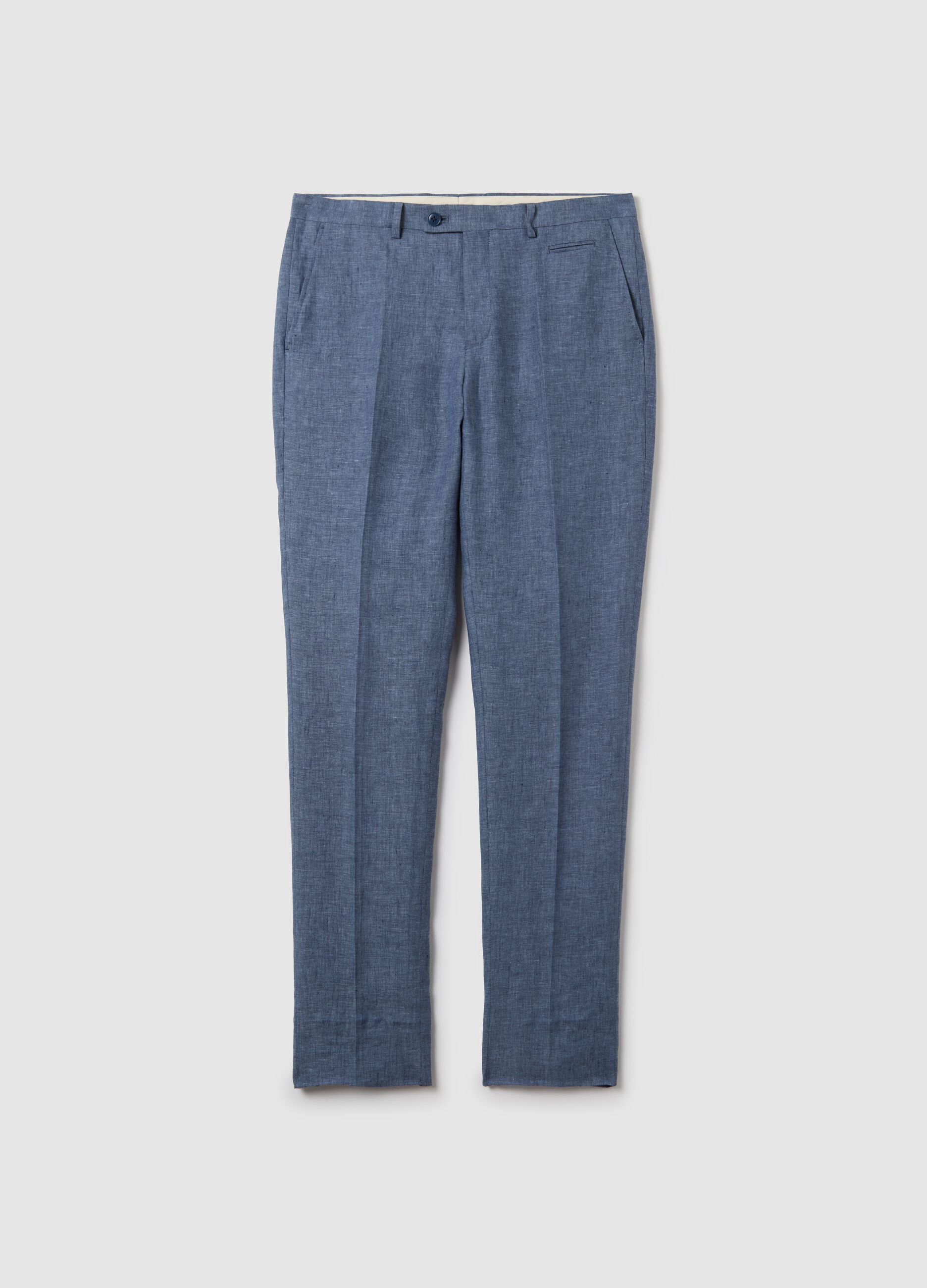 Contemporary slim-fit trousers in linen