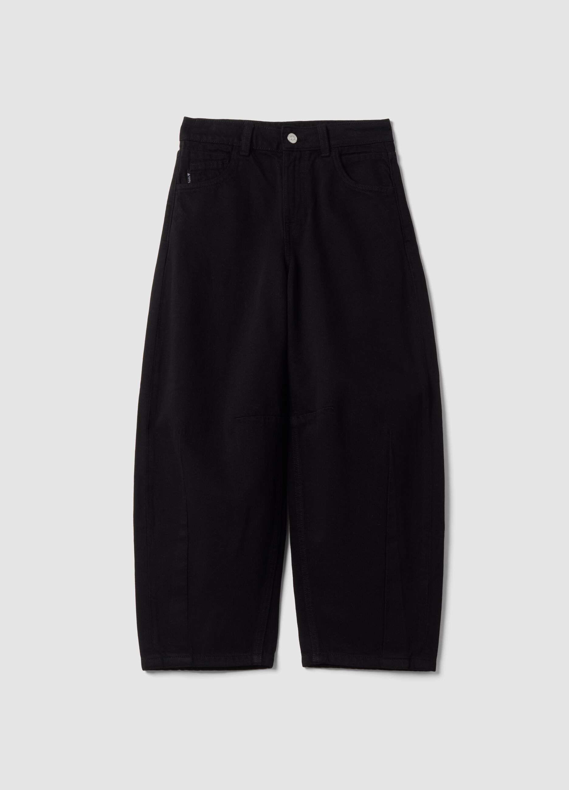 Black pure cotton baggy-fit trousers