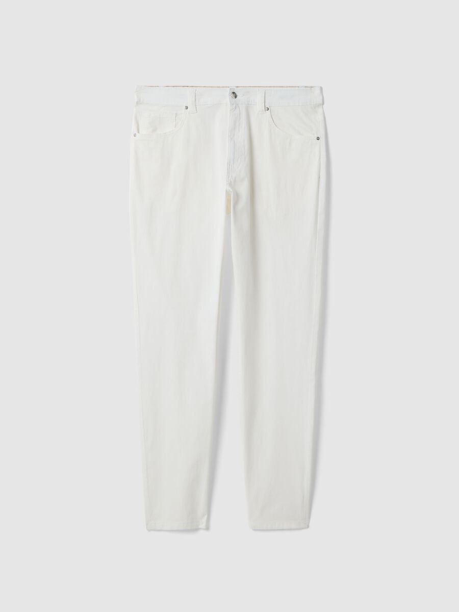 Pantaloni bianchi in cotone elasticizzato slim fit_0