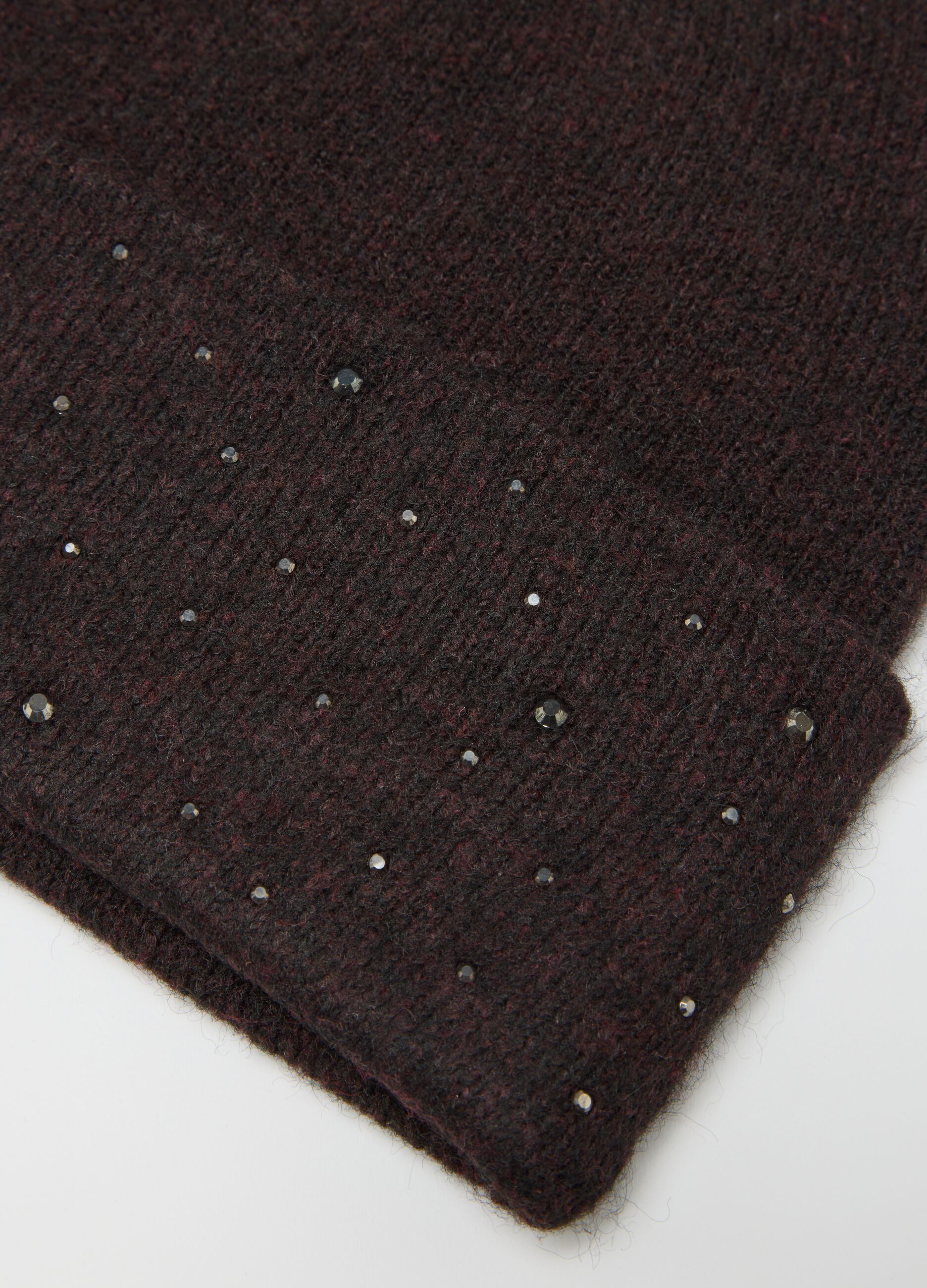 Brown wool blend knitted beanie