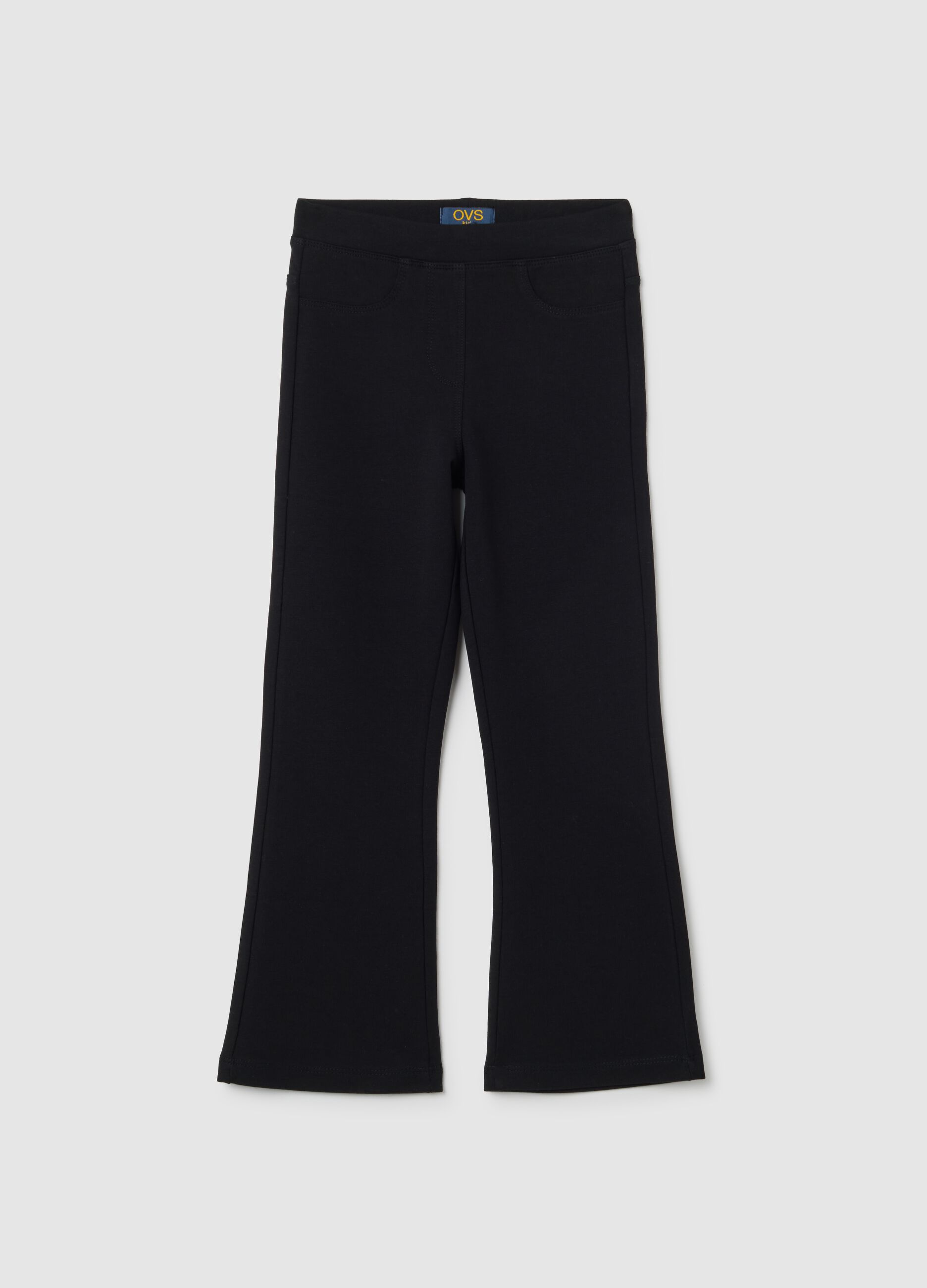 Treggings da bambina in misto cotone nero regular fit
