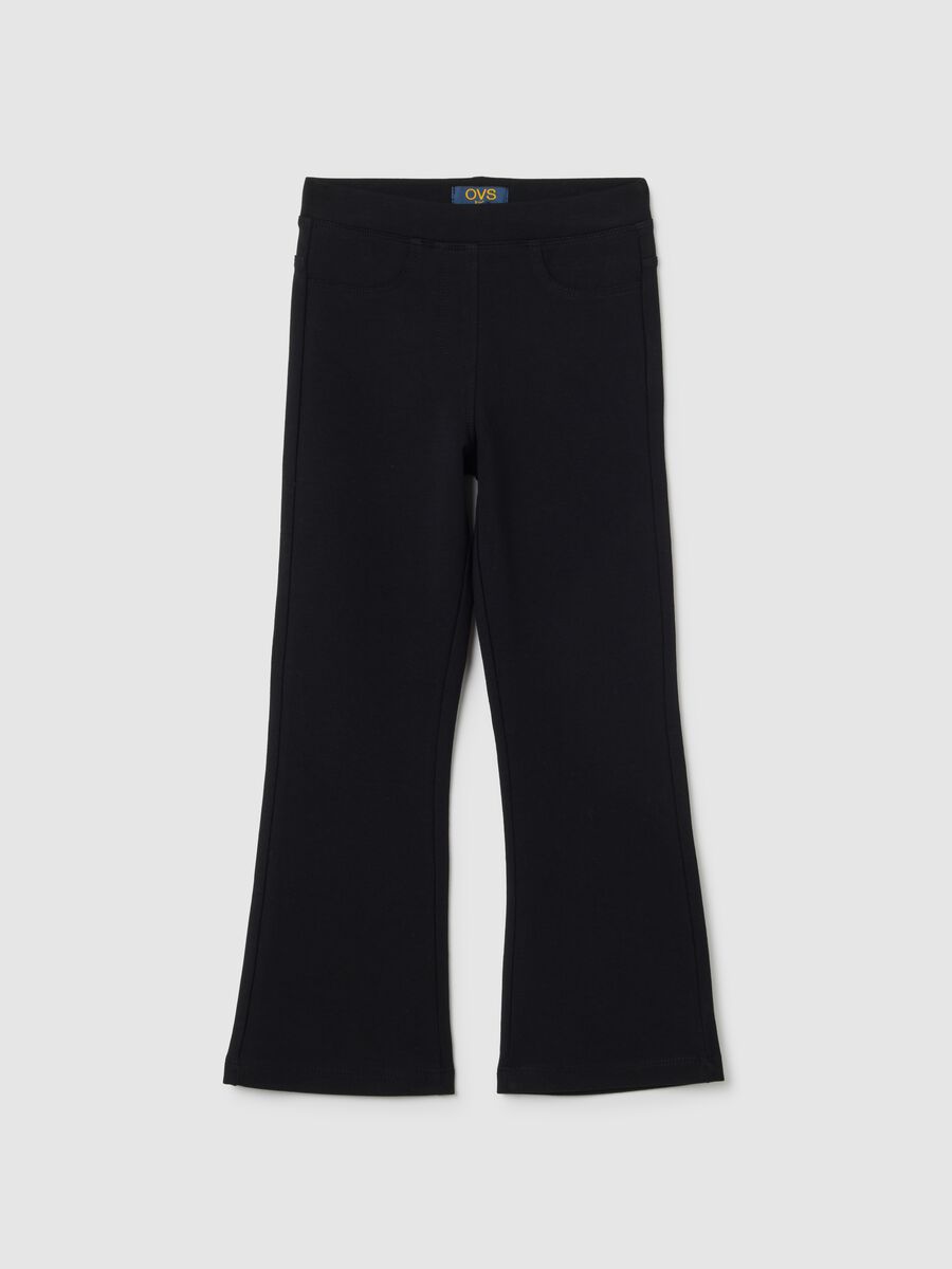 Treggings da bambina in misto cotone nero regular fit_0