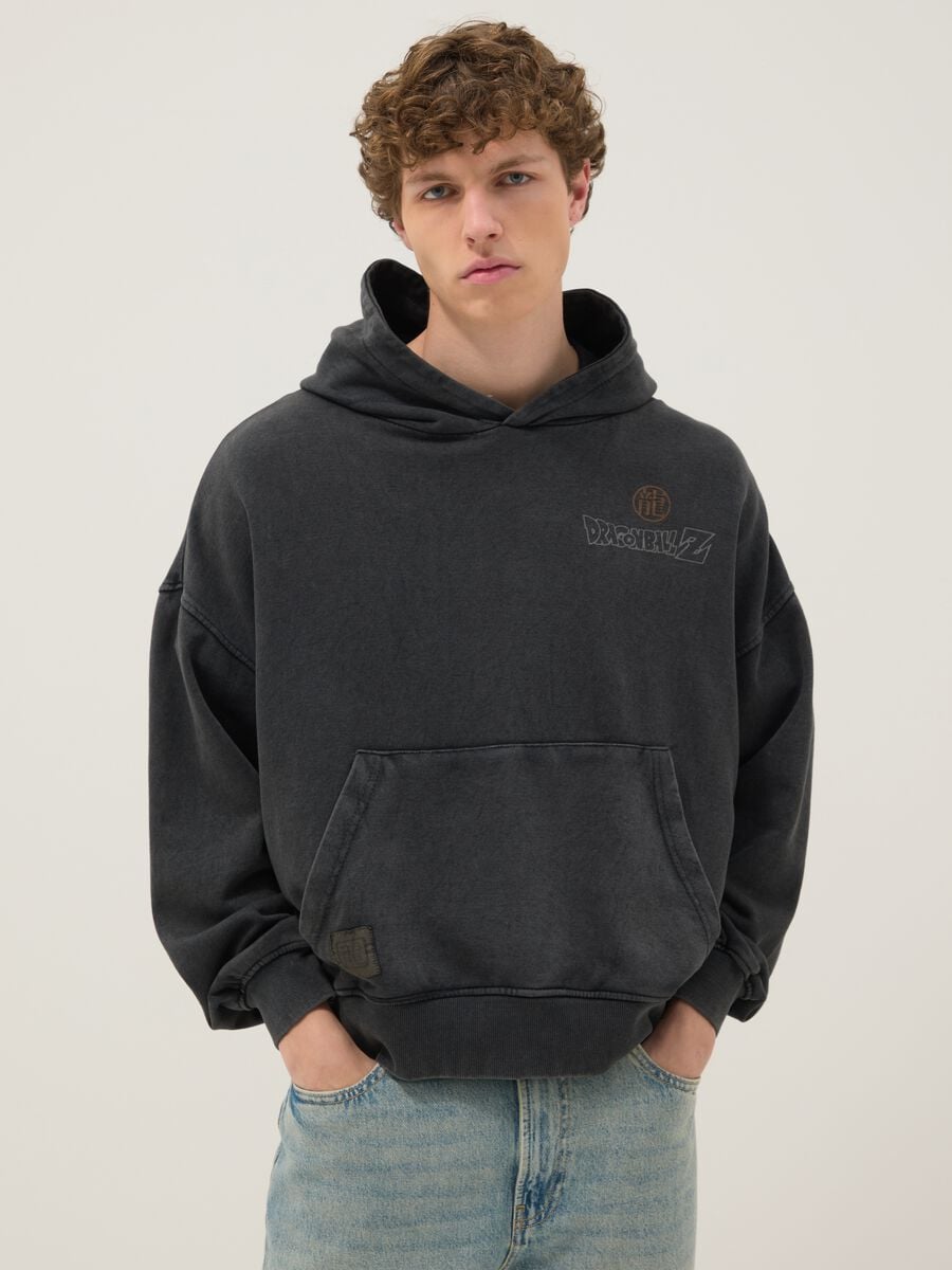 Felpa grigia in misto cotone oversize fit con stampa Dragonball_0