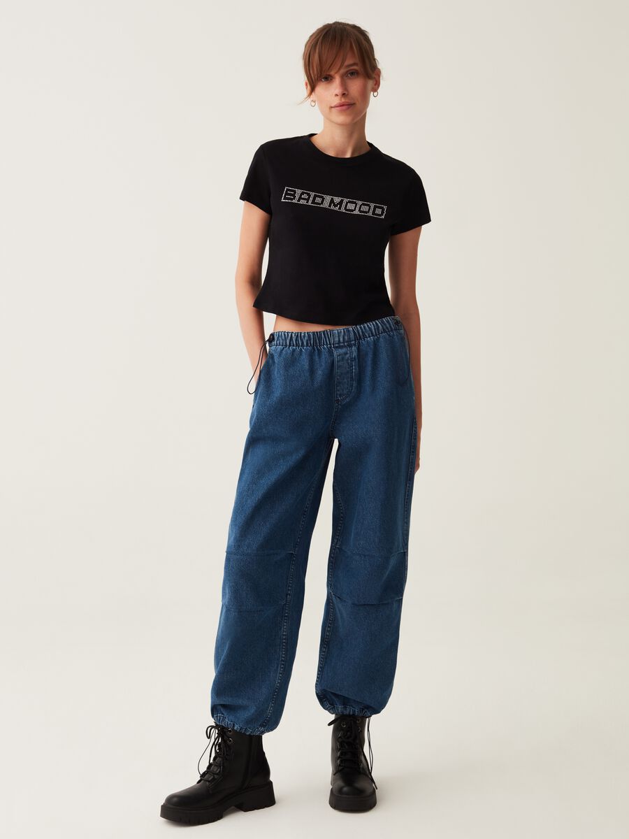 T-shirt cropped in cotone_0