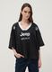 T-shirt nera a maniche corte con inserto traforato regular fit_2