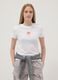 White pure cotton T-shirt with front print_0
