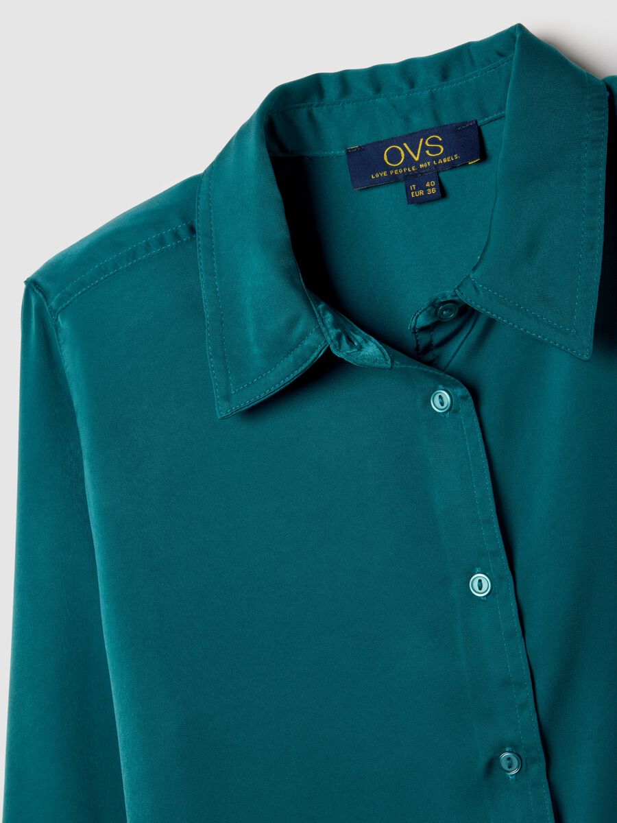 Regular Fit Green Satin Shirt_5