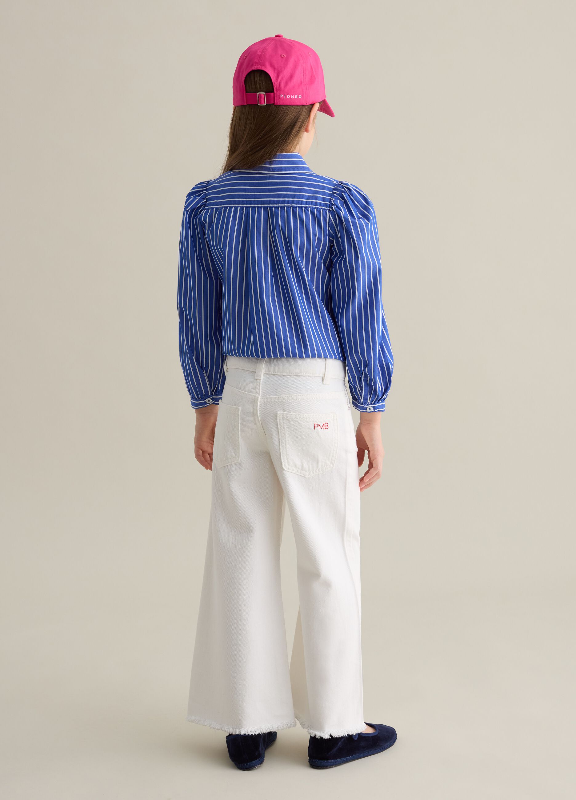 Palazzo jeans with five pockets and logo embroidery