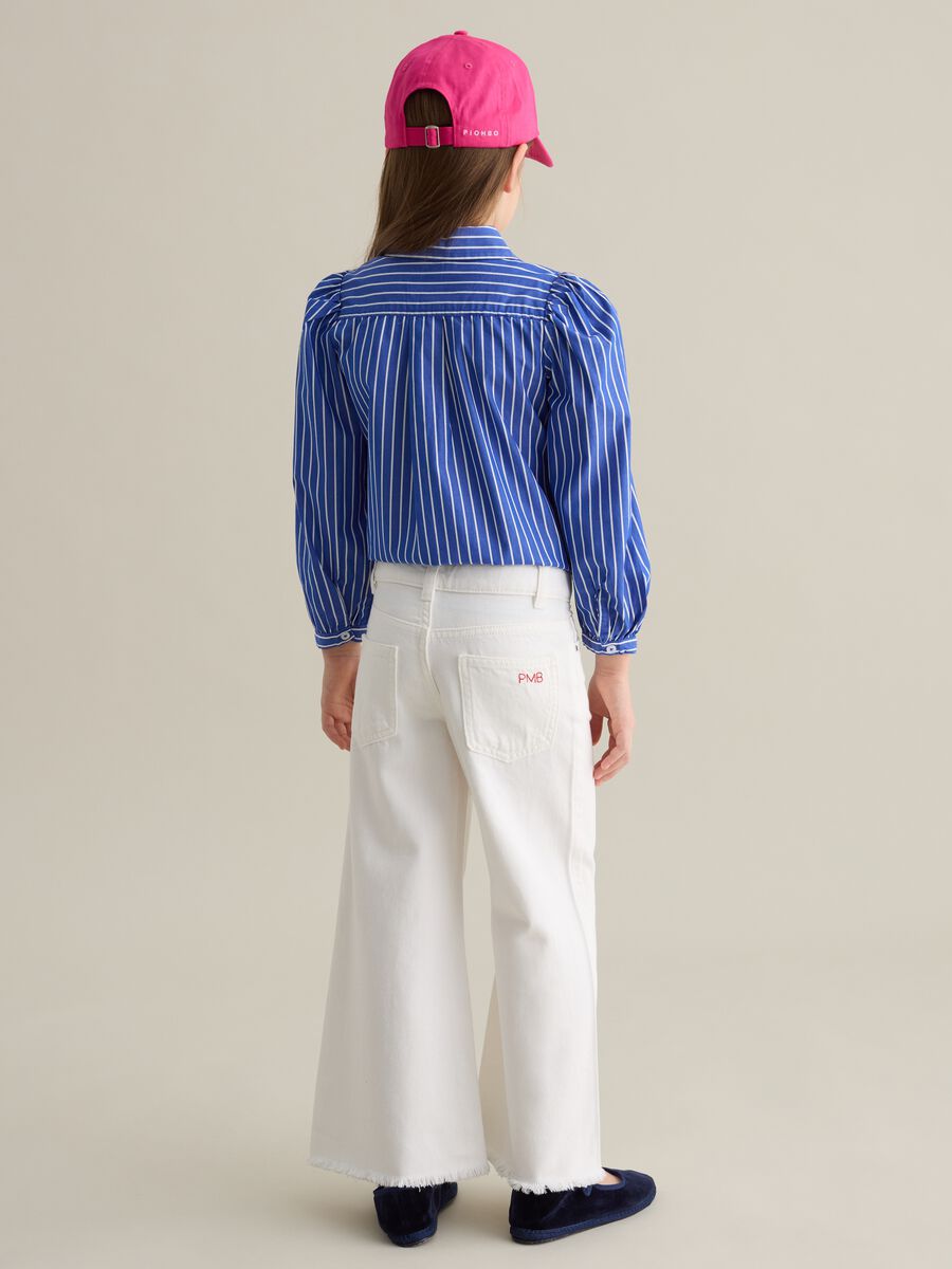 Palazzo jeans with five pockets and logo embroidery_3