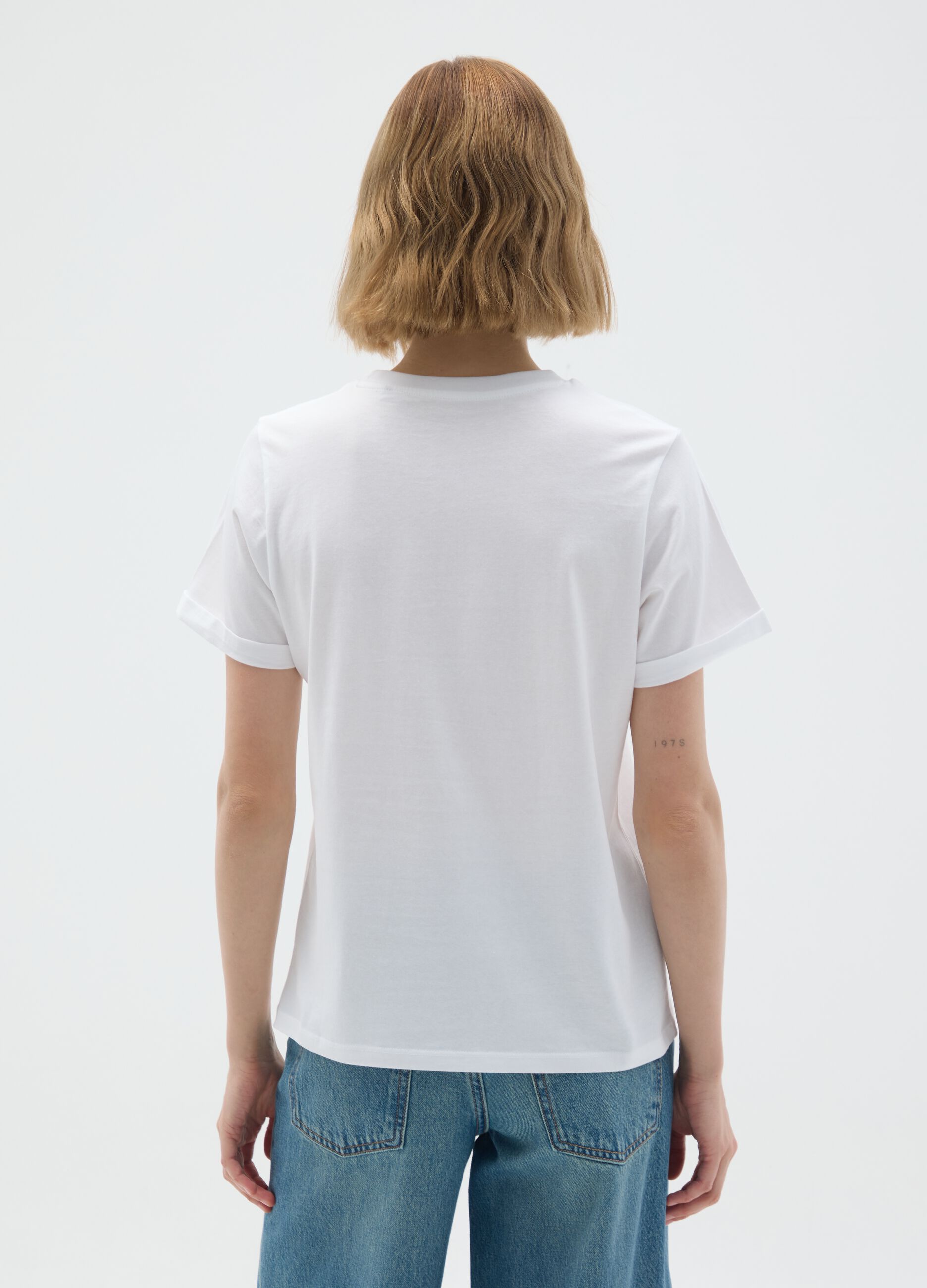 T-shirt in puro cotone bianca regular fit con stampa