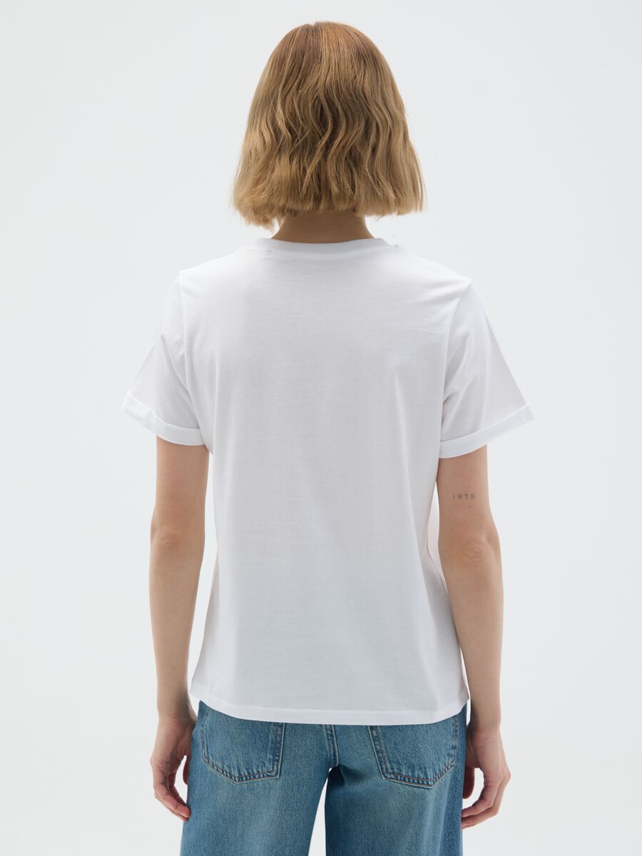 T-shirt in puro cotone bianca regular fit con stampa_2