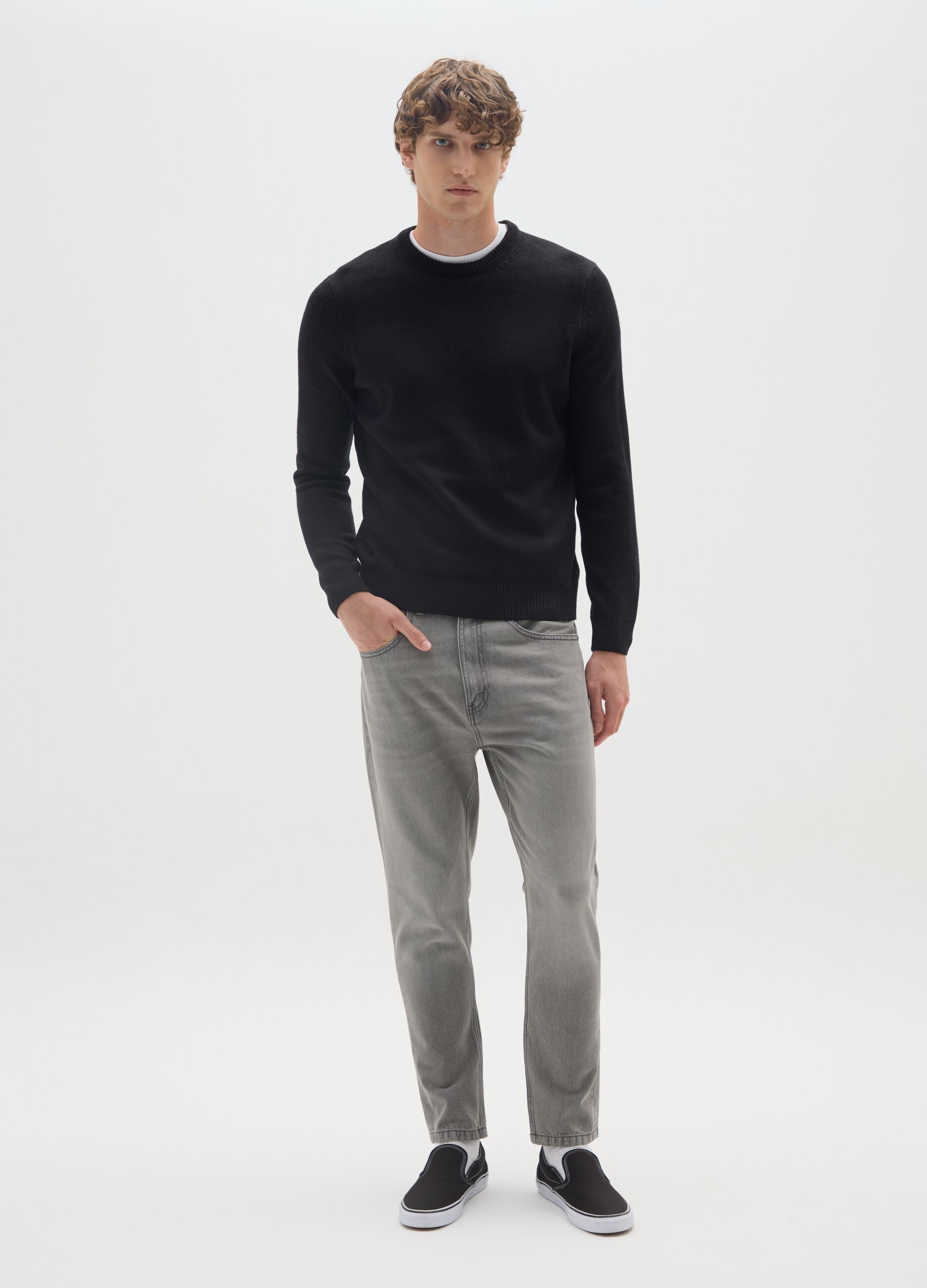 Jeans in puro cotone grigio carrot fit