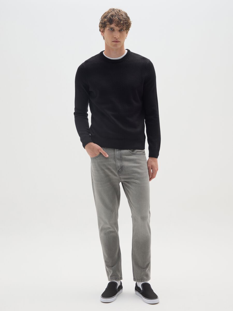 Jeans in puro cotone grigio carrot fit_0