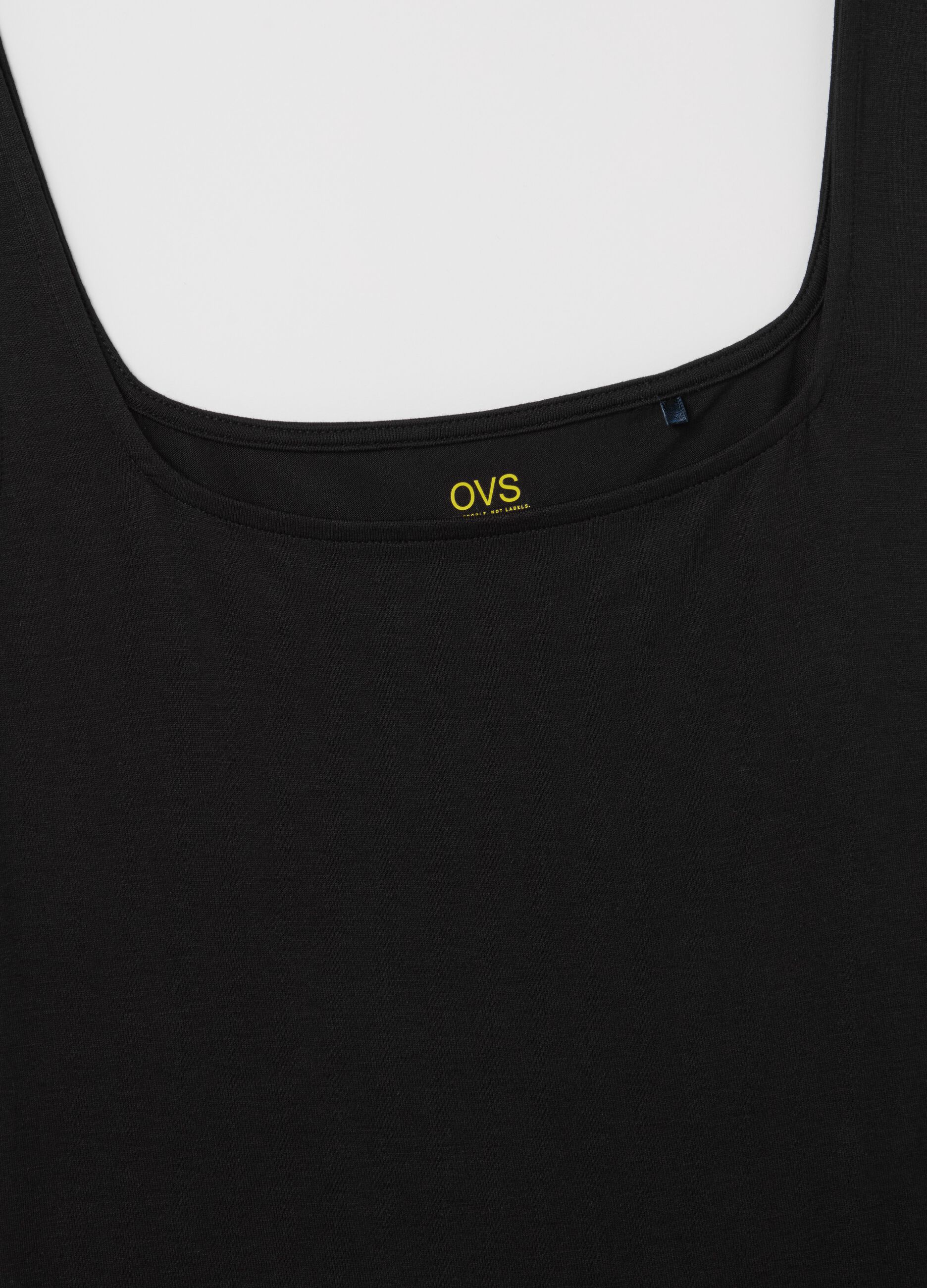 Basic black tank top in stretch viscose