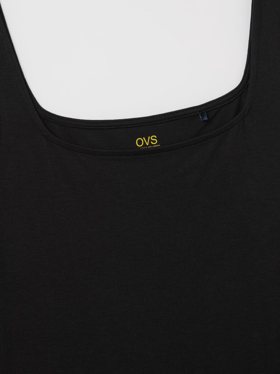 Basic black tank top in stretch viscose_5