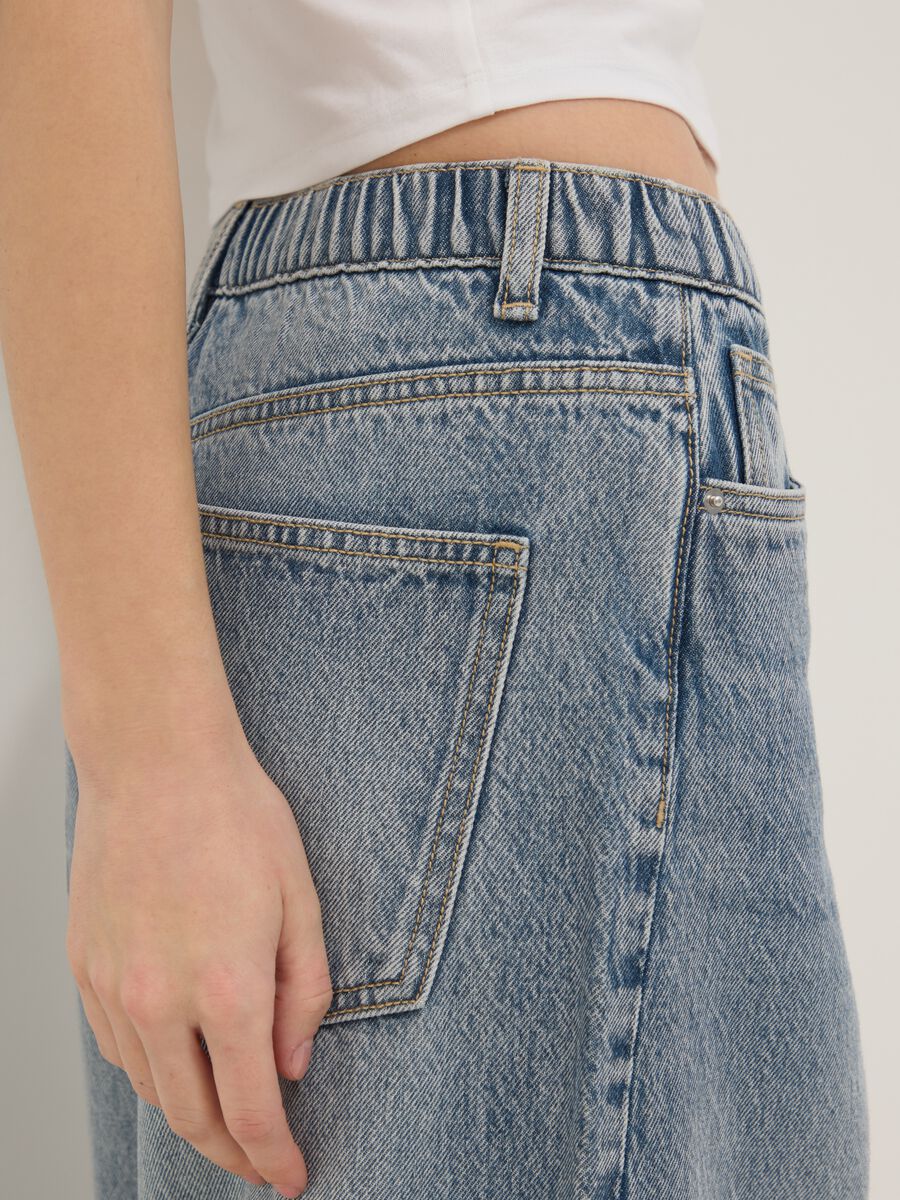 Jeans in puro cotone denim blu wide leg_3