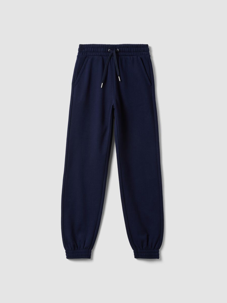 Pantaloni jogger blu in puro cotone organico regular fit per ragazza_4