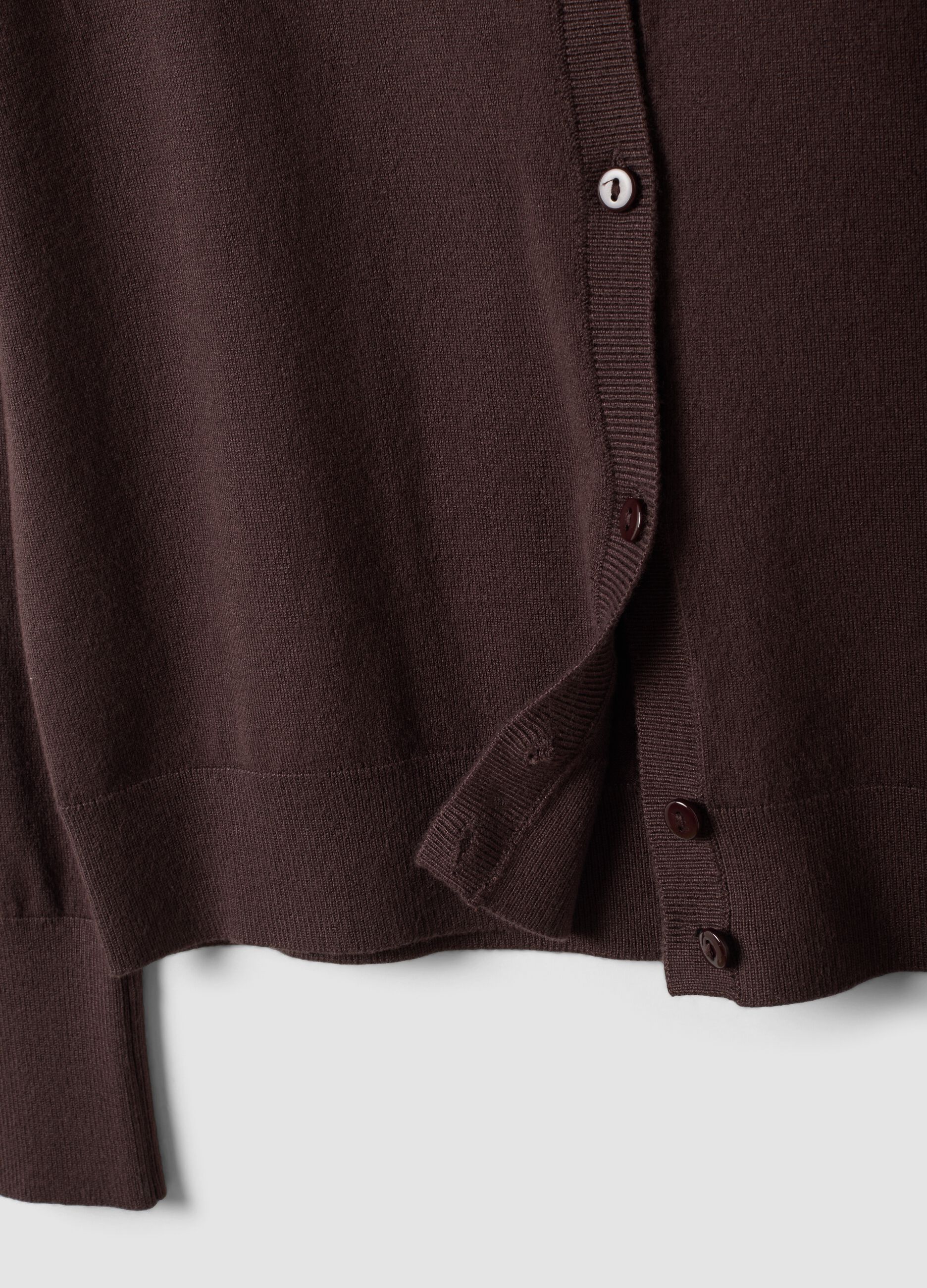 Brown viscose-blend crew-neck cardigan, regular fit