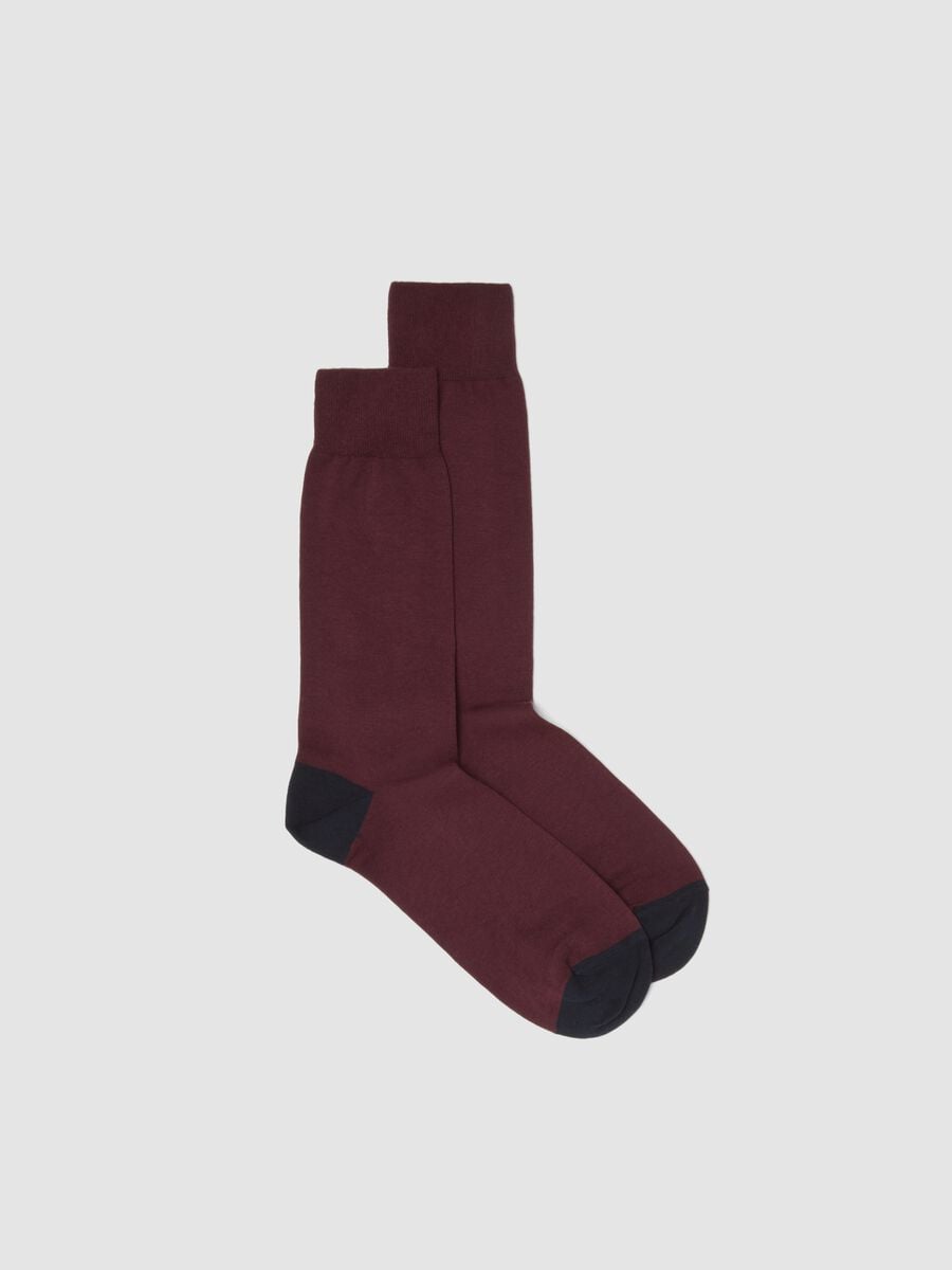 Burgundy red short socks in stretch cotton_0