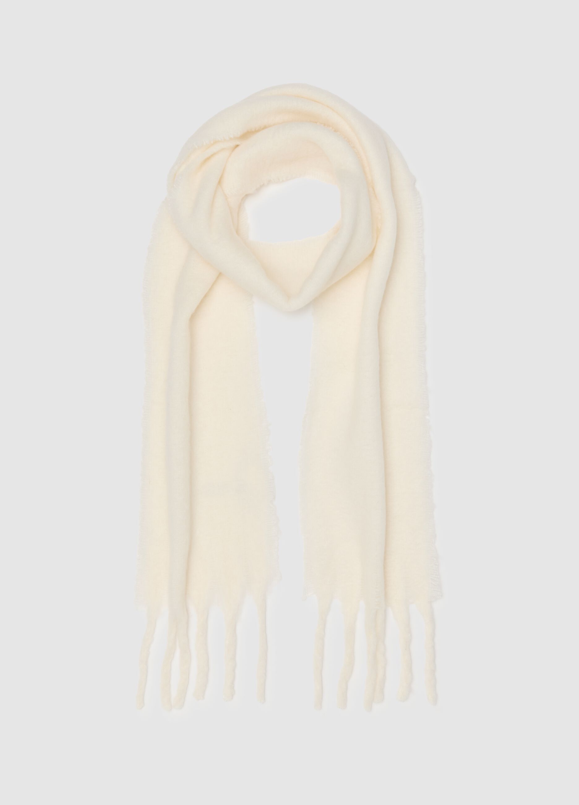 White scarf with fringes