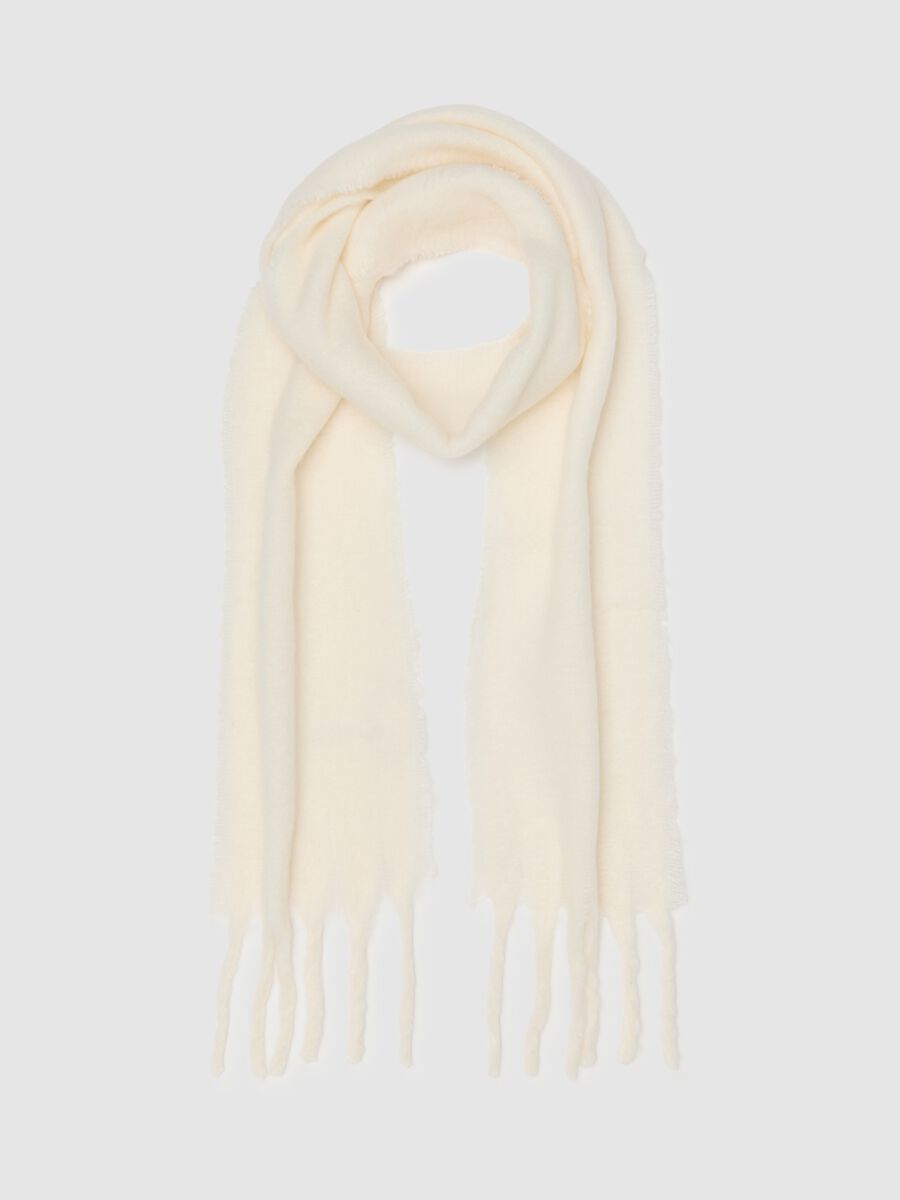White scarf with fringes_0