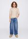 Beige polo shirt with short sleeves in cotton_1