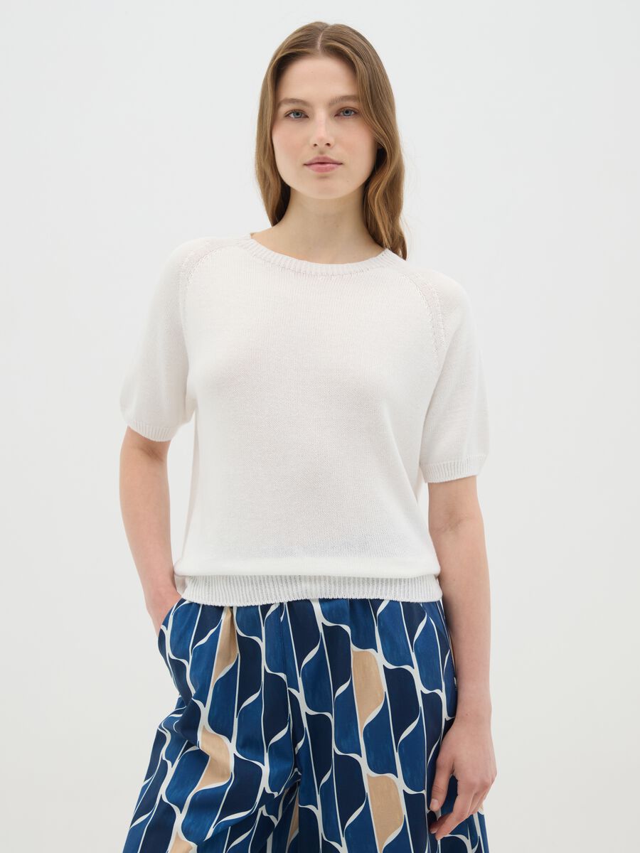 Women's white pure cotton regular fit t-shirt_0