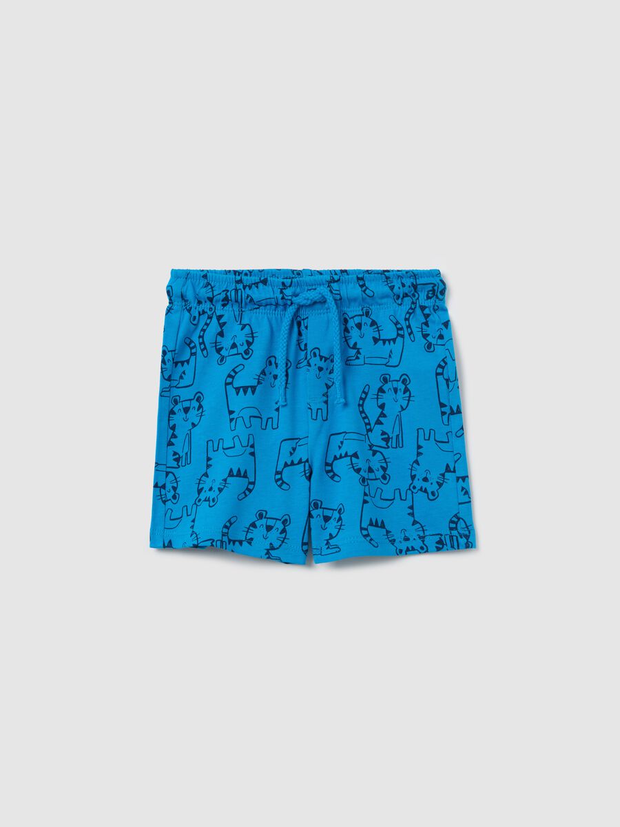 Jersey Bermuda shorts with drawstring and print_0