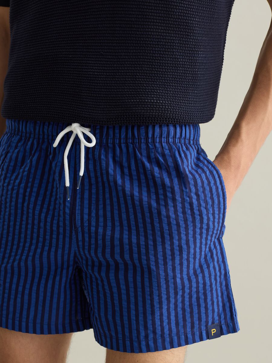 Men's blue regular fit pure cotton shorts_3