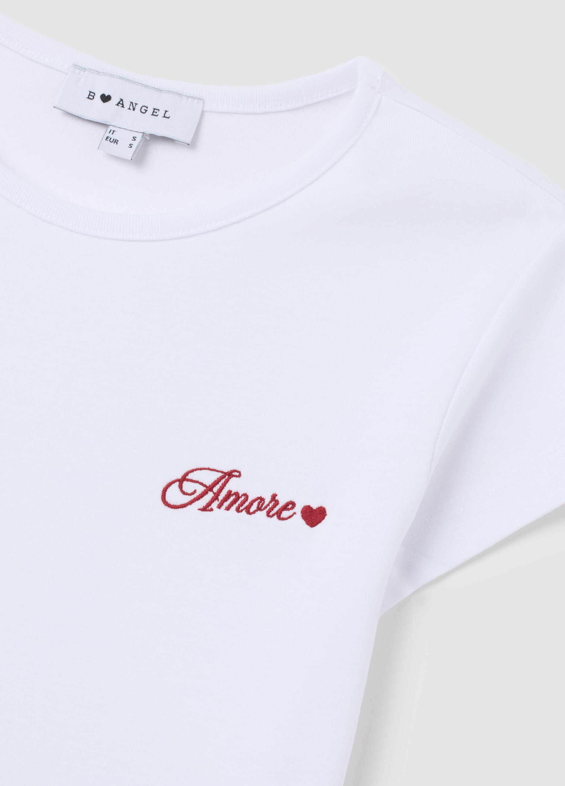 T-shirt in puro cotone bianca slim fit con ricamo