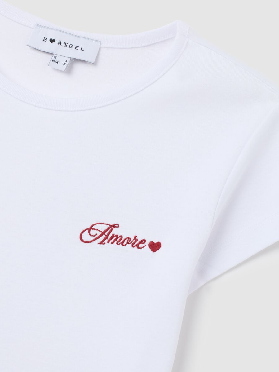 T-shirt in puro cotone bianca slim fit con ricamo_5