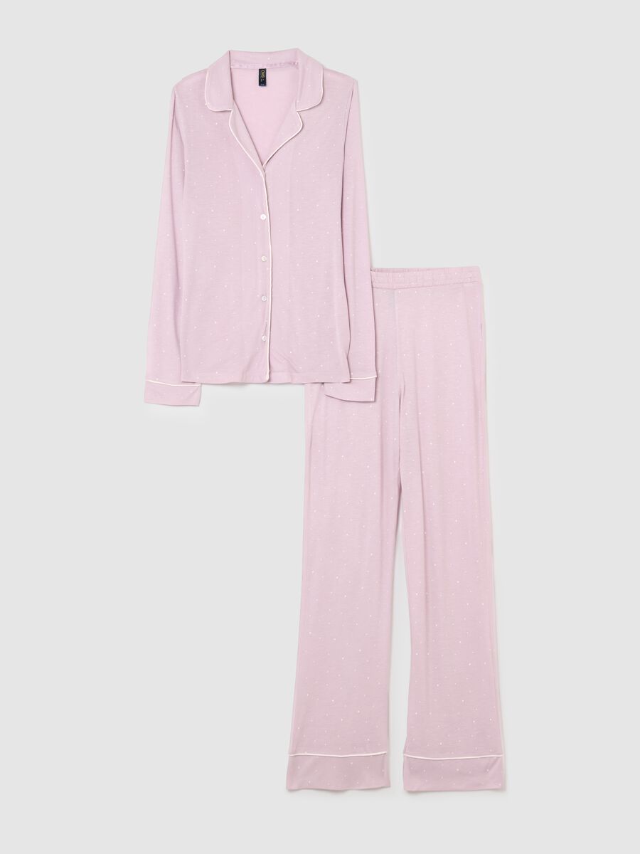 Purple polka dot pyjamas with button closure_4