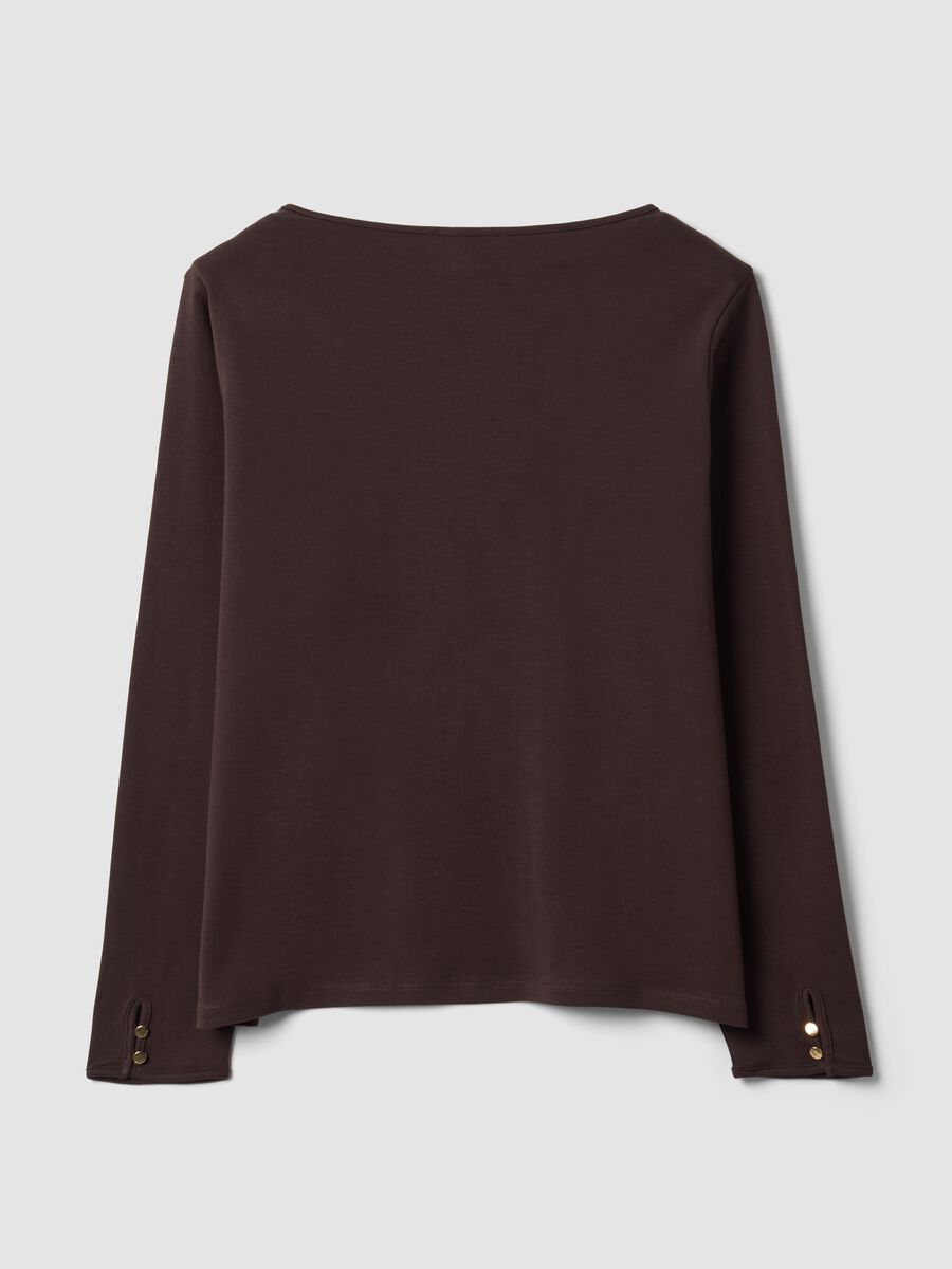 T-shirt marrone in puro cotone con girocollo regular fit_2