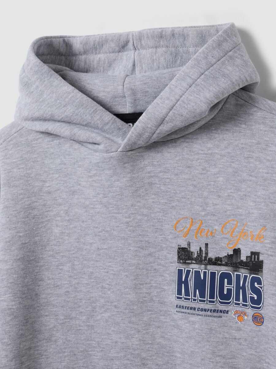 Grey cotton-blend hoodie with New York Knicks print_1