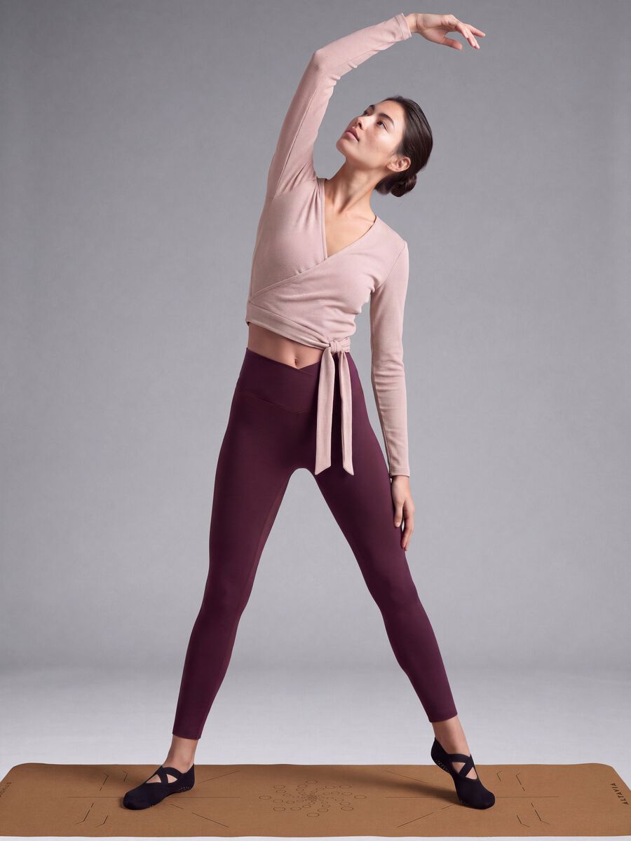 Leggings slim viola in tessuto elasticizzato a vita regular ALTAVIA STUDIO_0