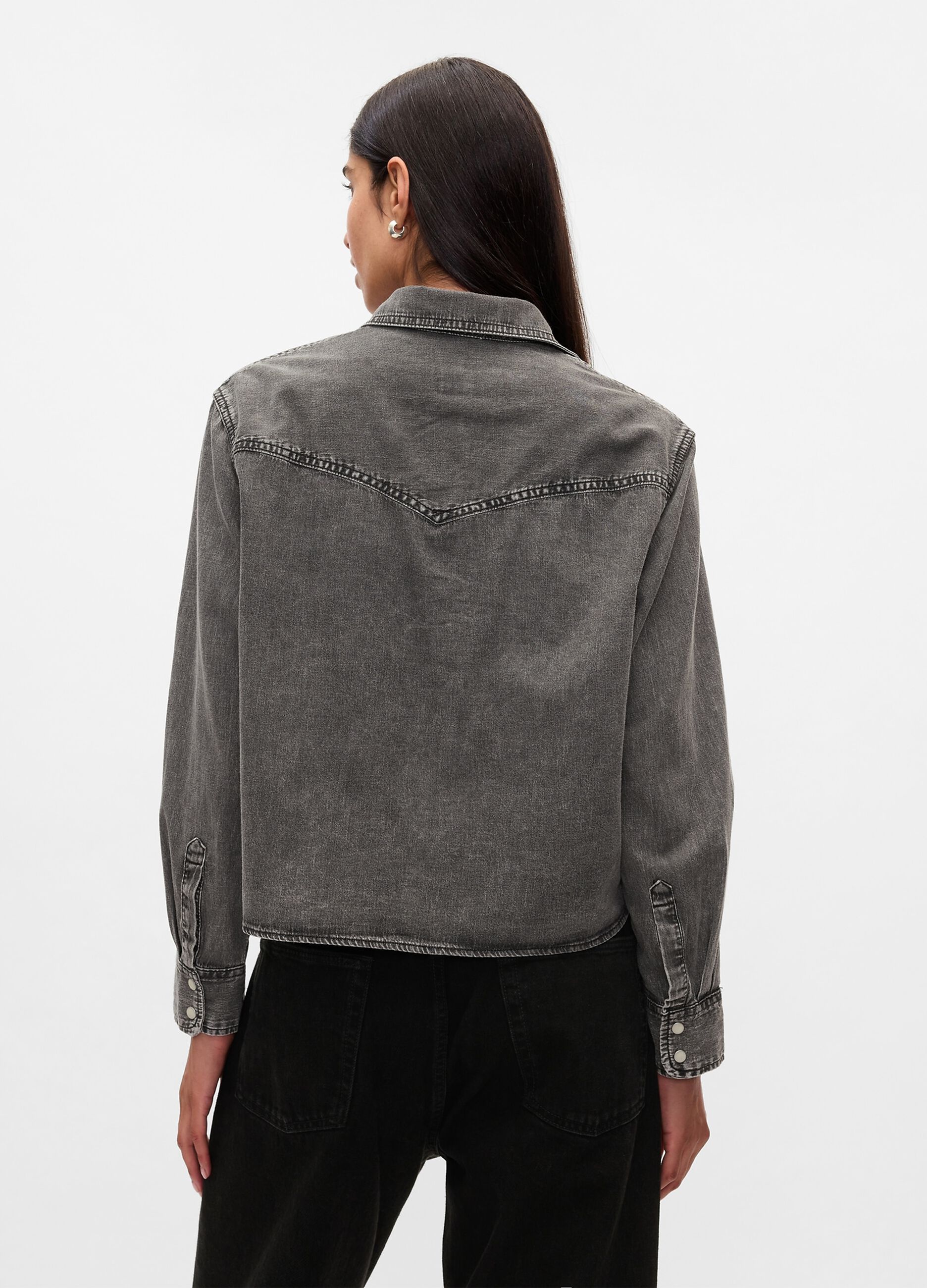 Cropped western shirt in denim