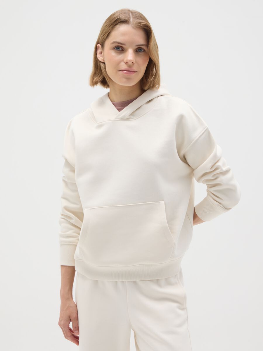 Felpa in misto cotone bianca regular fit_0