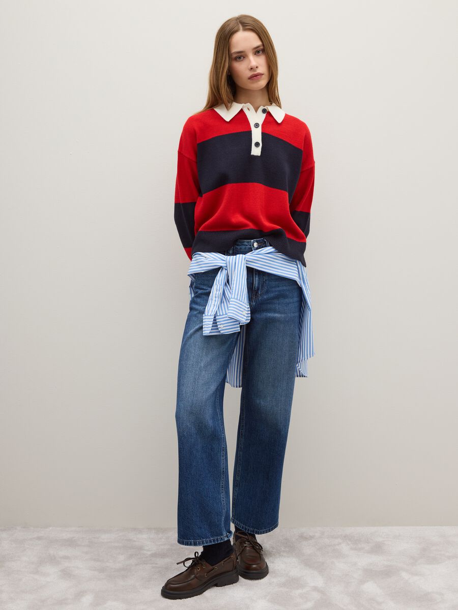 Blue and red striped oversized sweater_1