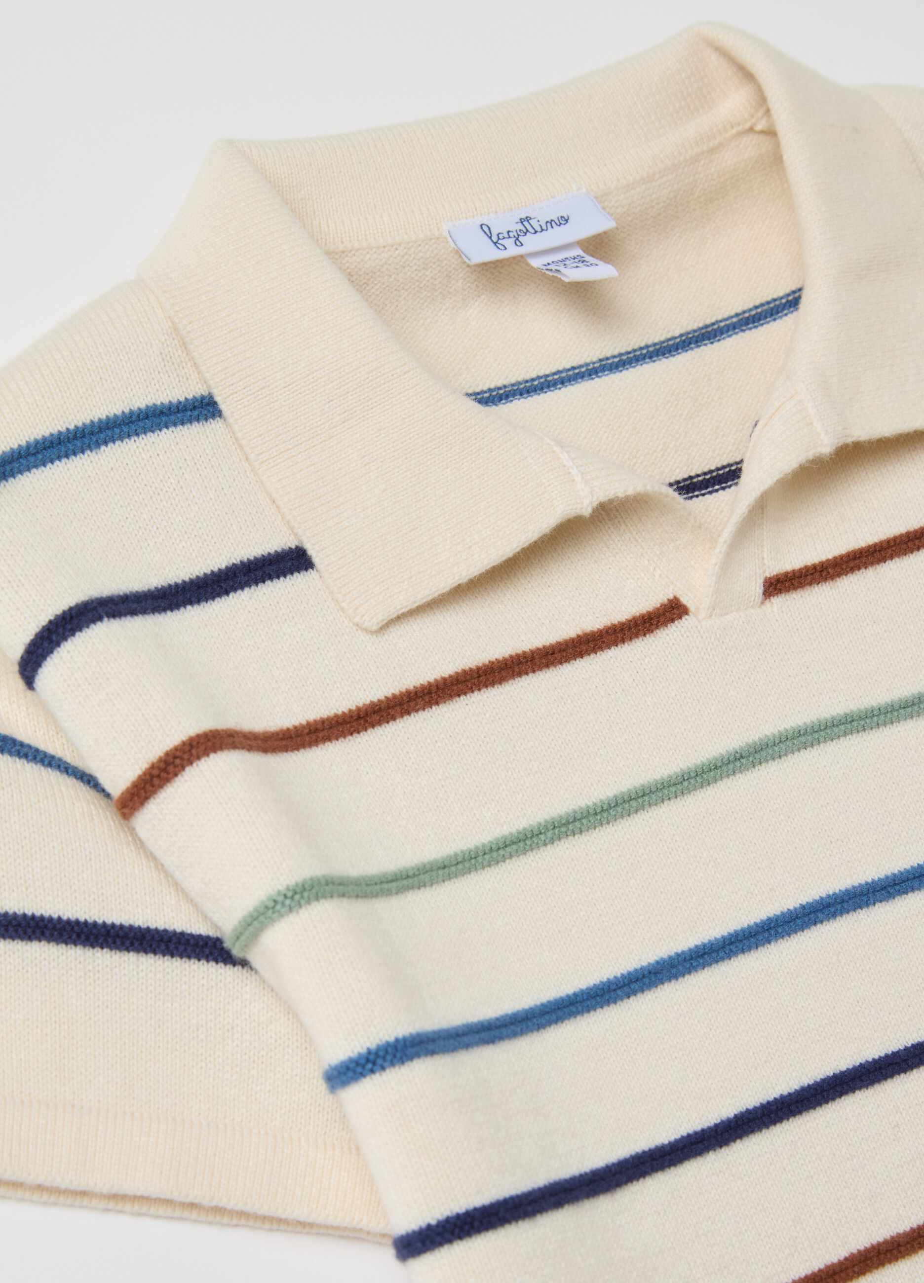 Cotton polo shirt with striped design
