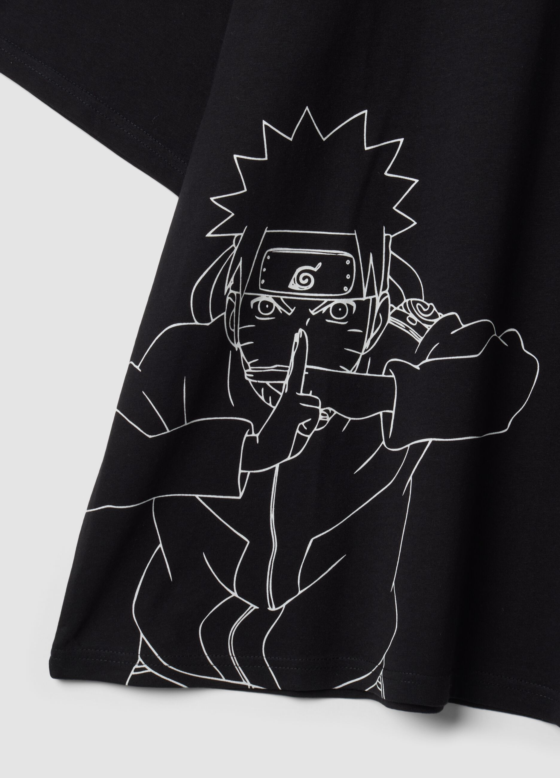 Black 100% Cotton Naruto Print T-Shirt