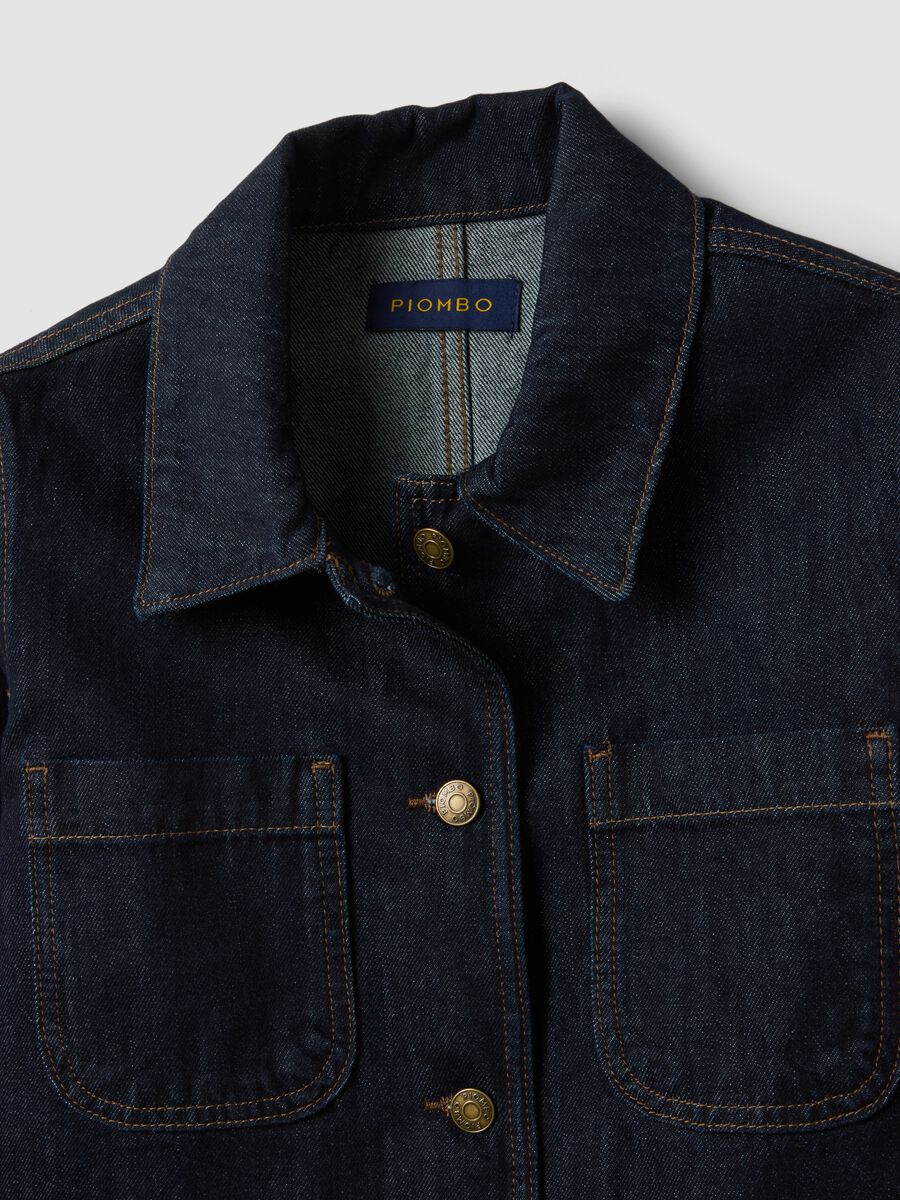 Blue pure cotton denim jacket, regular fit with buttons_1