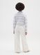 Girl's white wide leg trousers in pure cotton_1