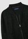 Black sweatshirt in a wool and polyester blend with full zip_5